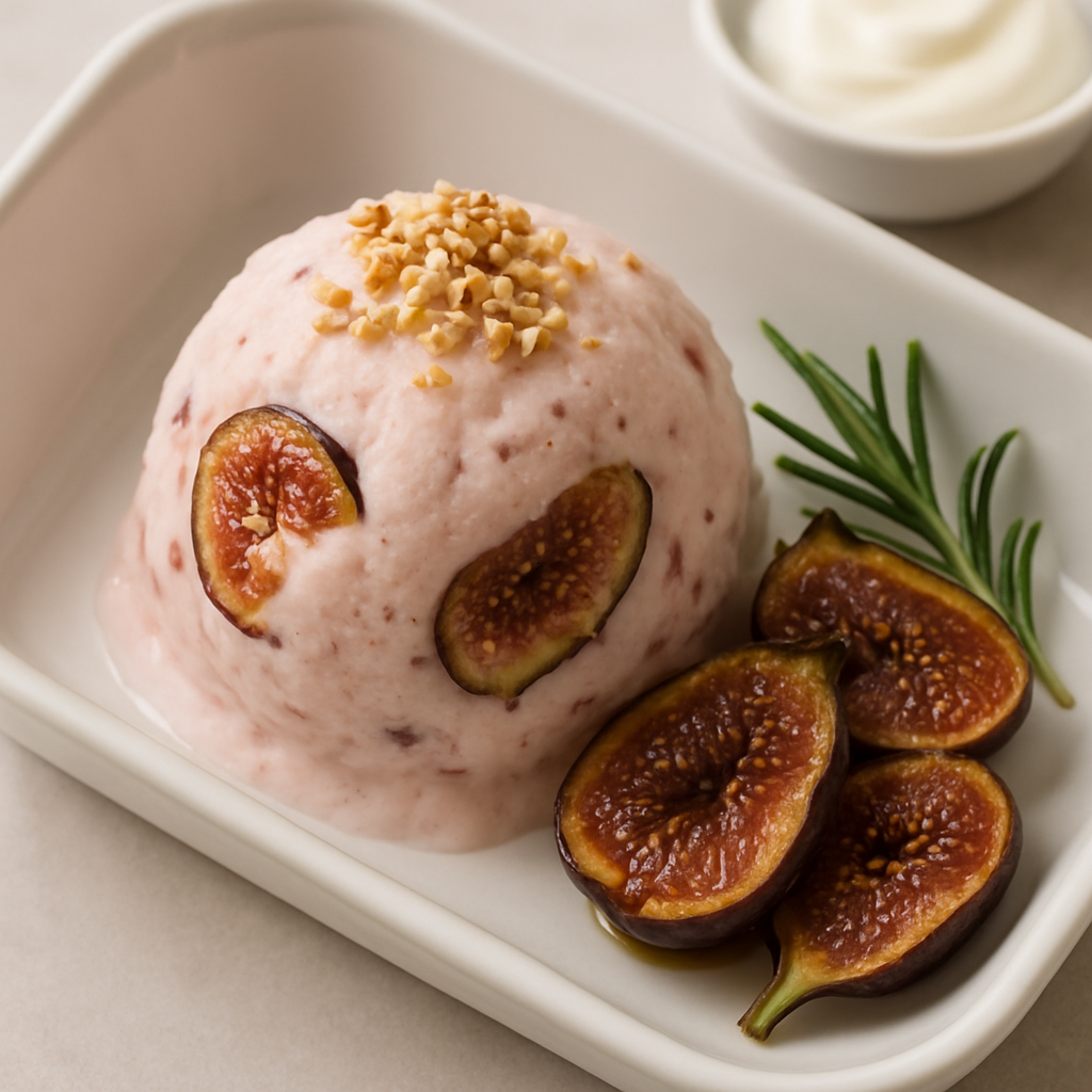 Yogur Congelado de Queso de Cabra con Higos Asados al Miel