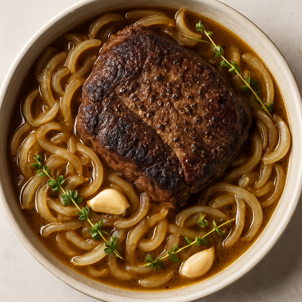Carne de Res Braseada en Cerveza con Cebollas