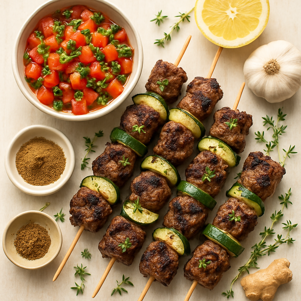 Grilled Lamb Kebabs with Lebanese Fresh Tomato Salsa