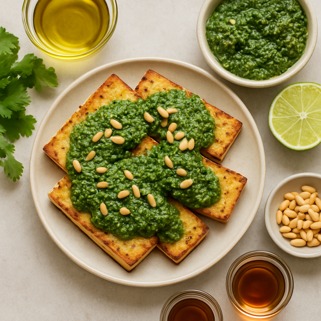 Tofu a la Parrilla con Pesto de Cilantro