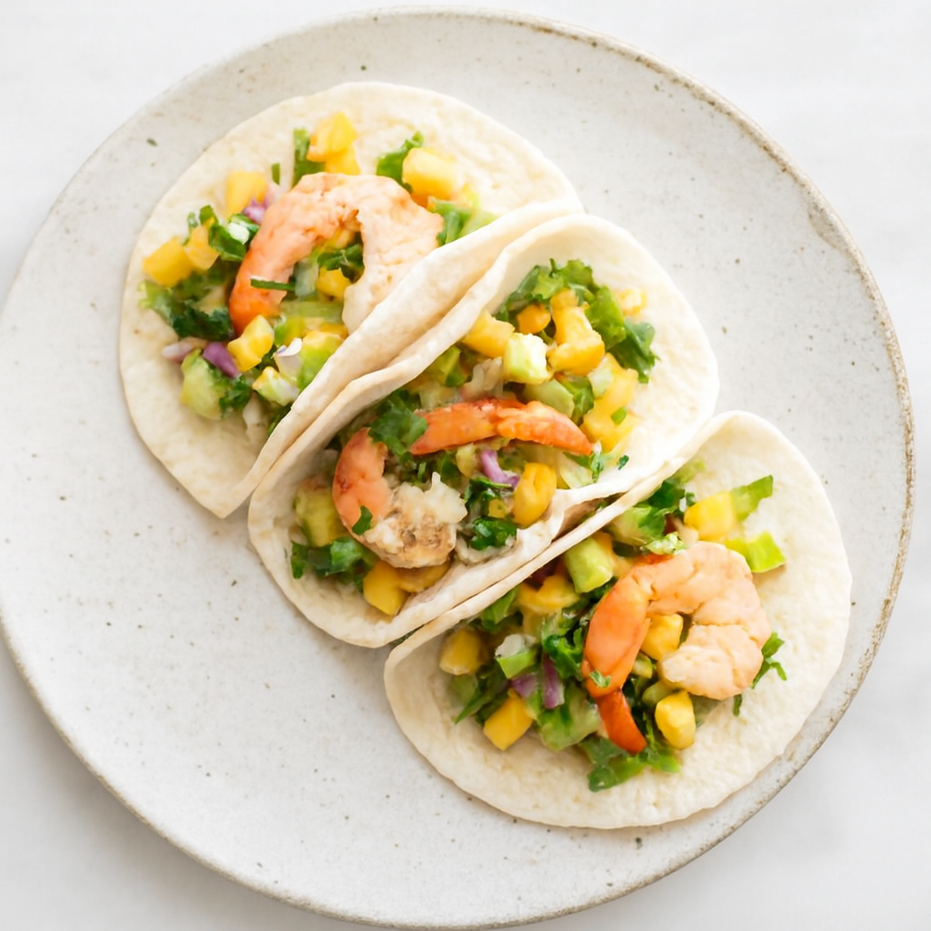 Grilled Shrimp Tacos with Mango Avocado Salsa