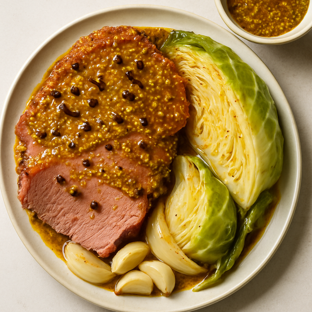 Corned Beef and Cabbage with Mustard Glaze
