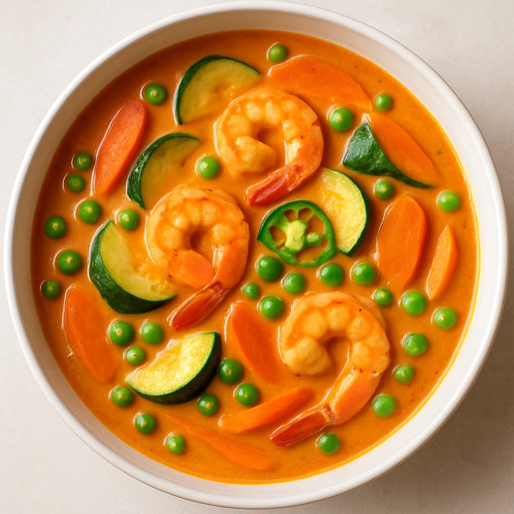 Red Curry with Shrimp, Zucchini, and Carrot