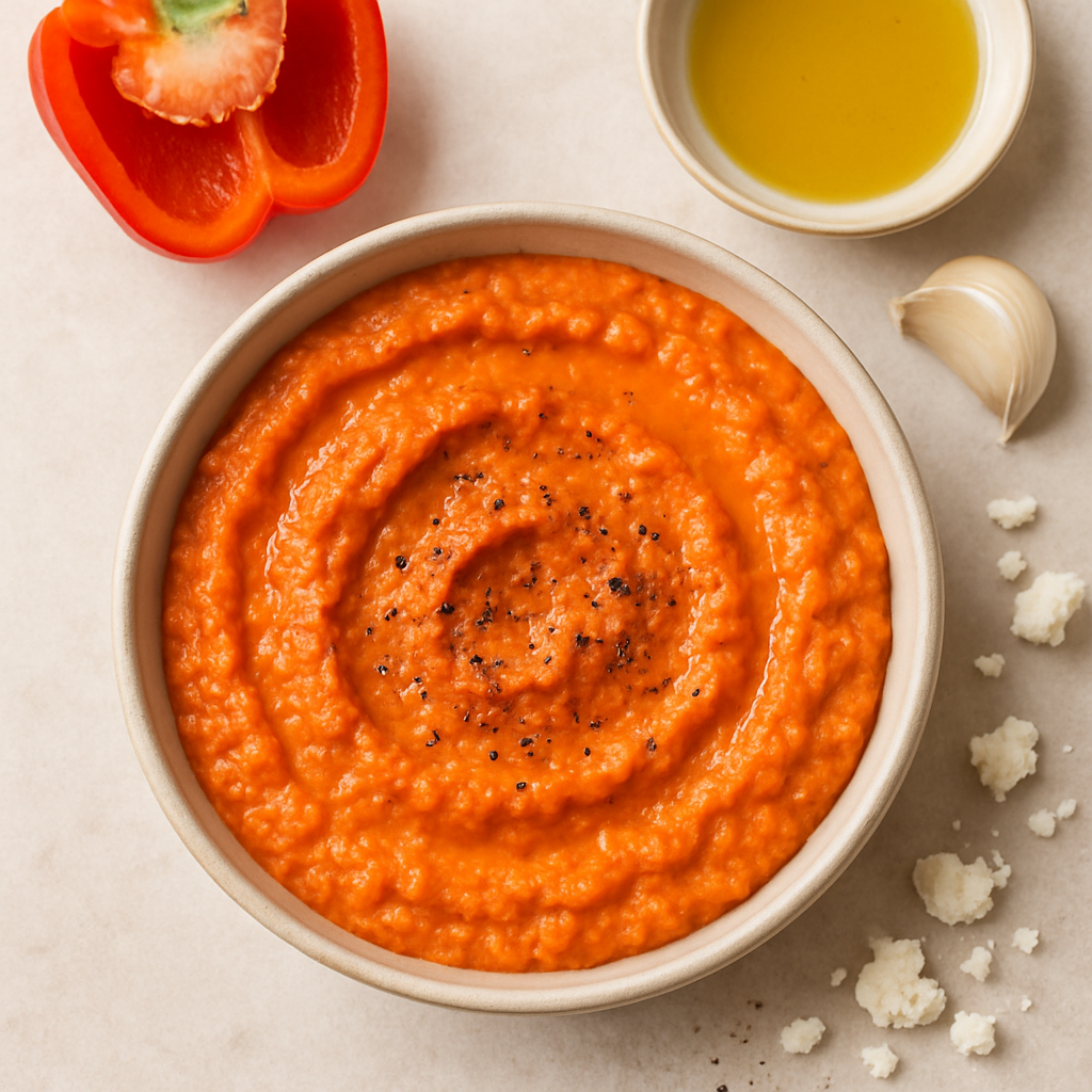 Dip de Pimiento Rojo Asado y Queso Feta