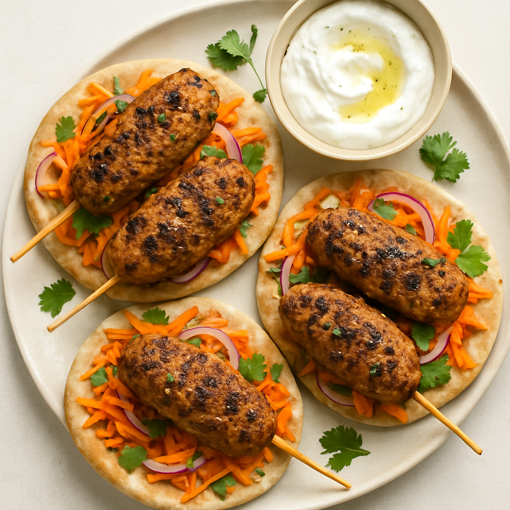 Harissa Turkey Kofta & Carrot Pittas