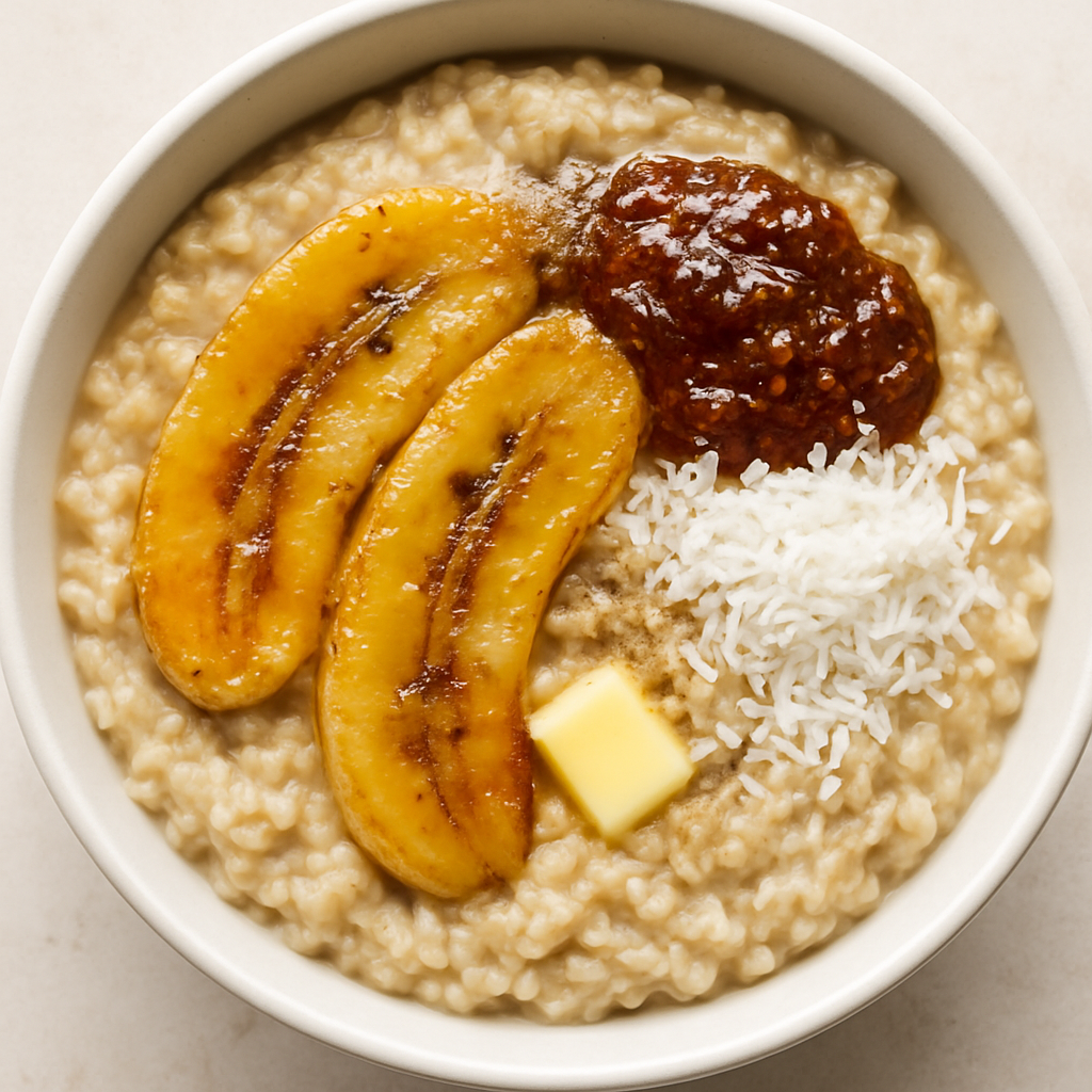 Avena con Plátano Caramelizado e Higos