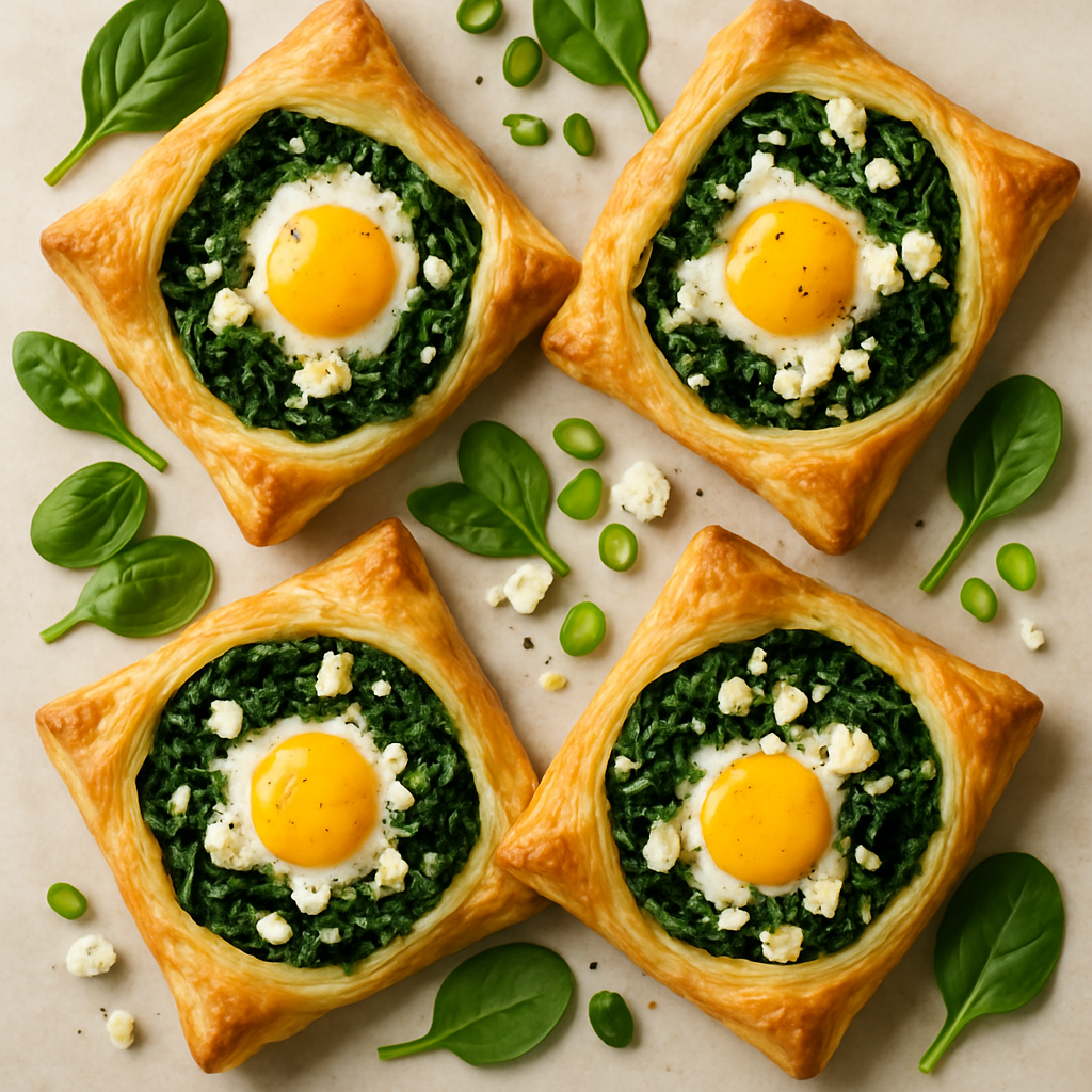 Bolsillos de Desayuno con Espinaca, Huevo y Feta