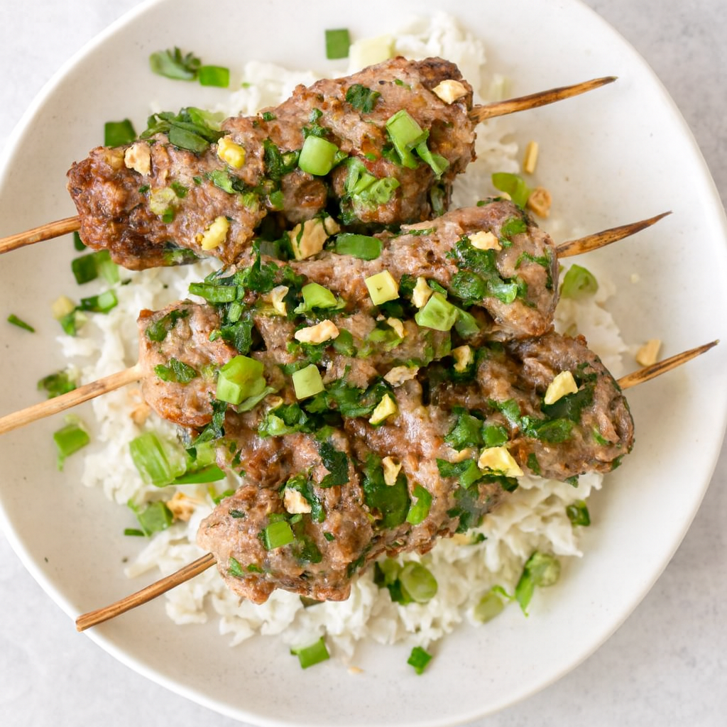 Cilantro Lime Coconut Pork Kebobs