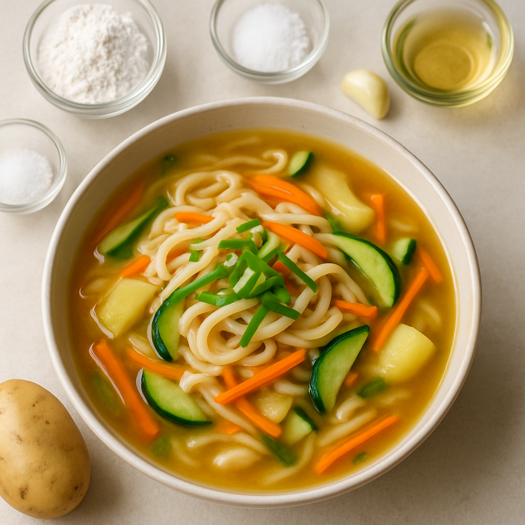 Yachae Kalguksu (Korean Knife Noodles with Vegetables)