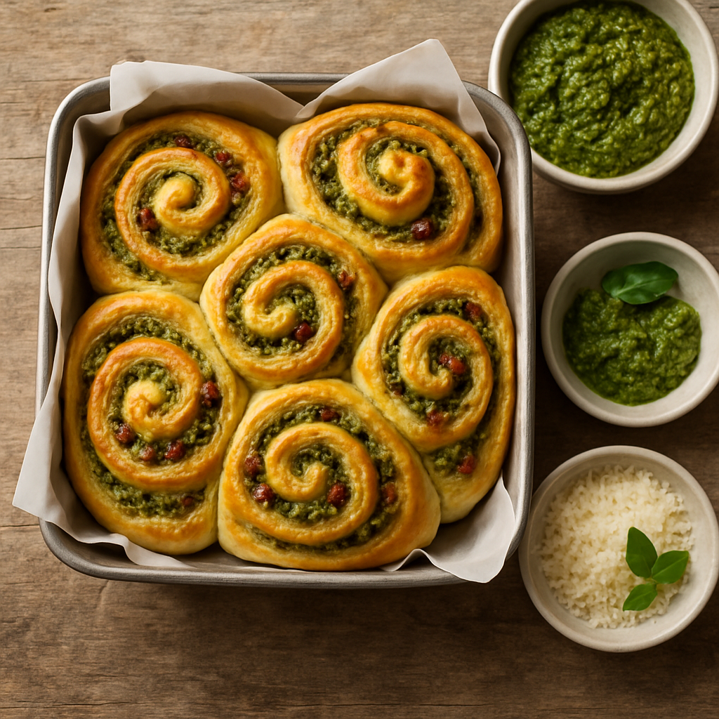 Rollos de Espiral de Pesto y Parmesano