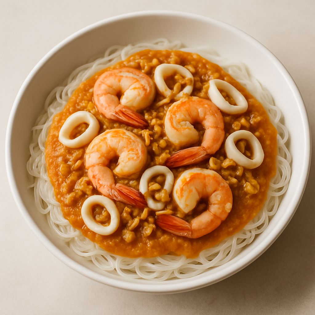 Pansit Palabok (Rice Noodles with Shrimp Sauce)