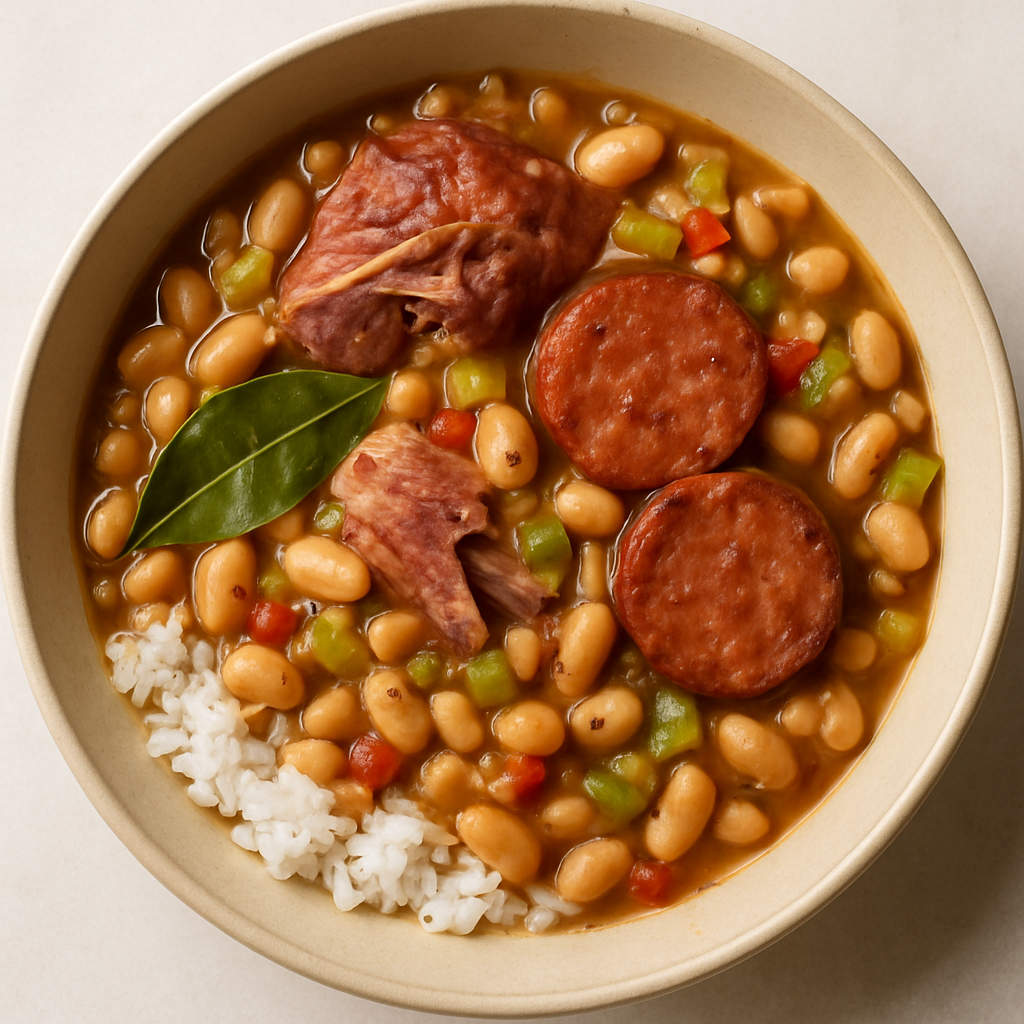 Creole-Style White Beans and Andouille Sausage over Rice