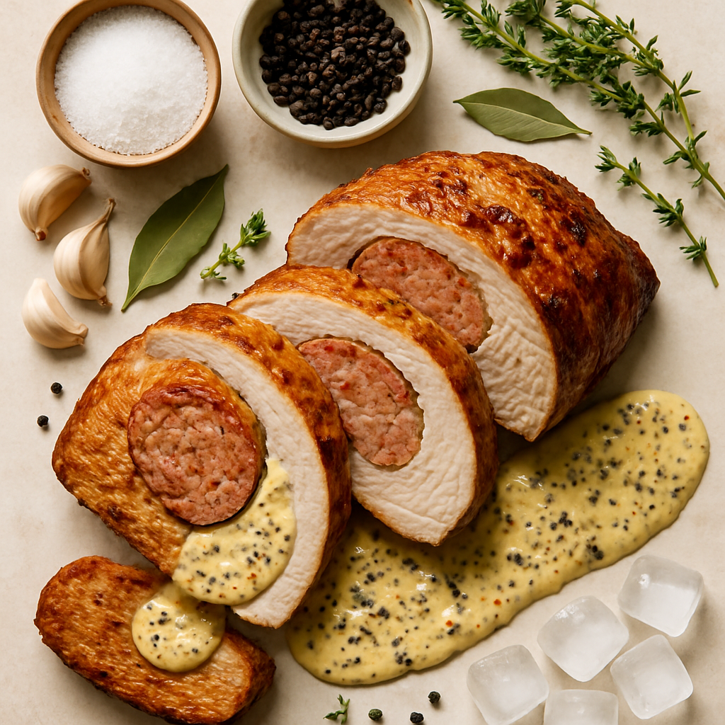 Andouille-Stuffed Pork Loin with Creole Mustard