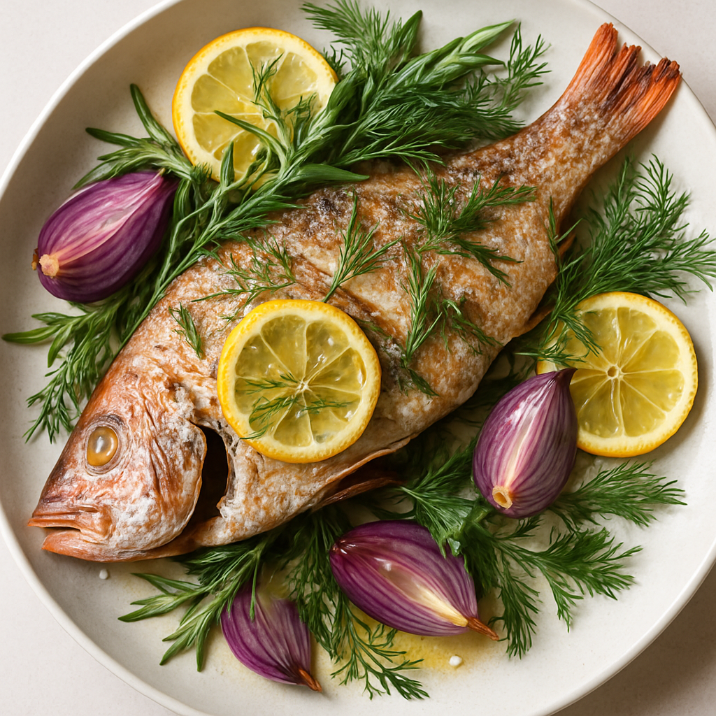Roasted Whole Snapper with Tarragon and Dill