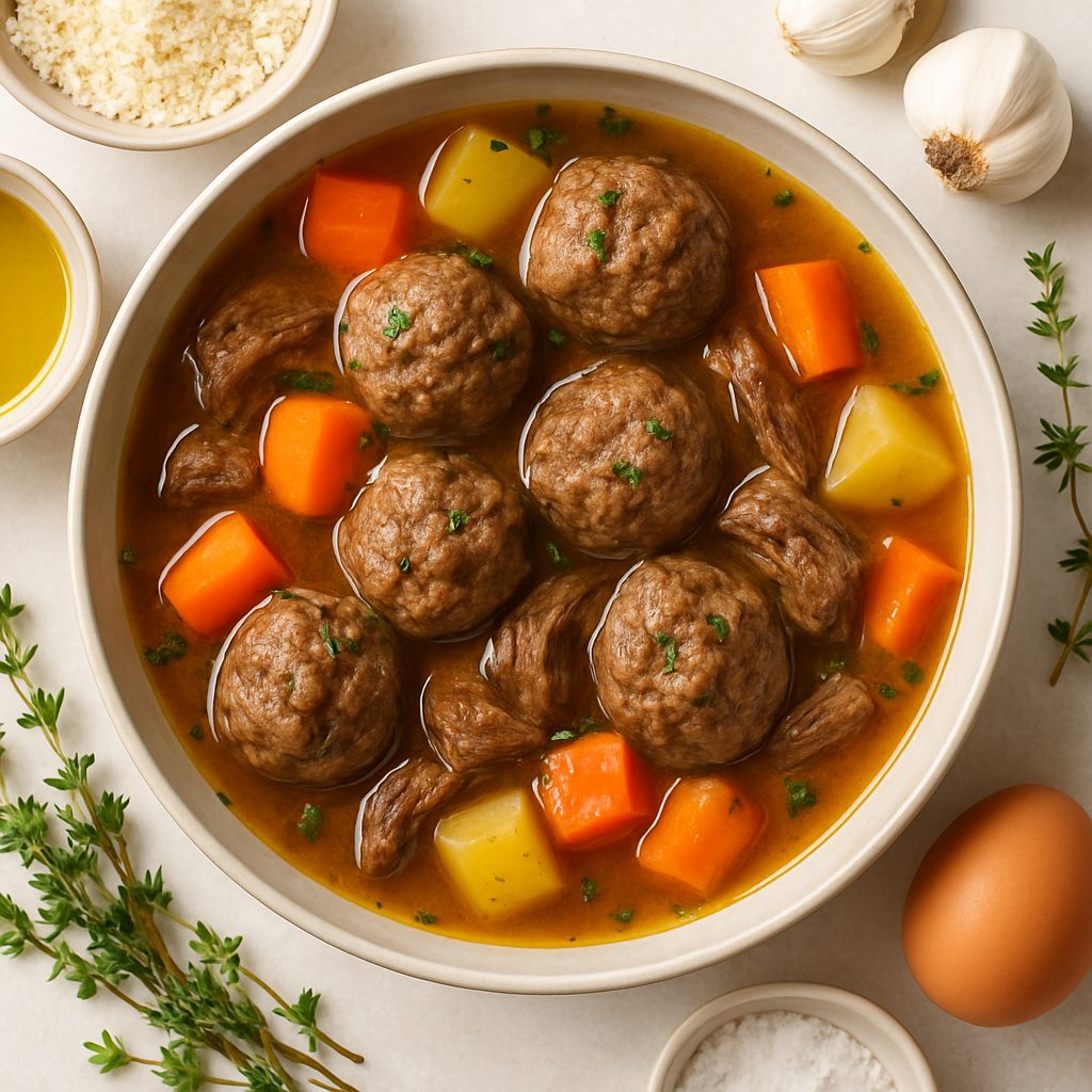 Sopa de Albóndigas Con Vibes de Guiso de Res