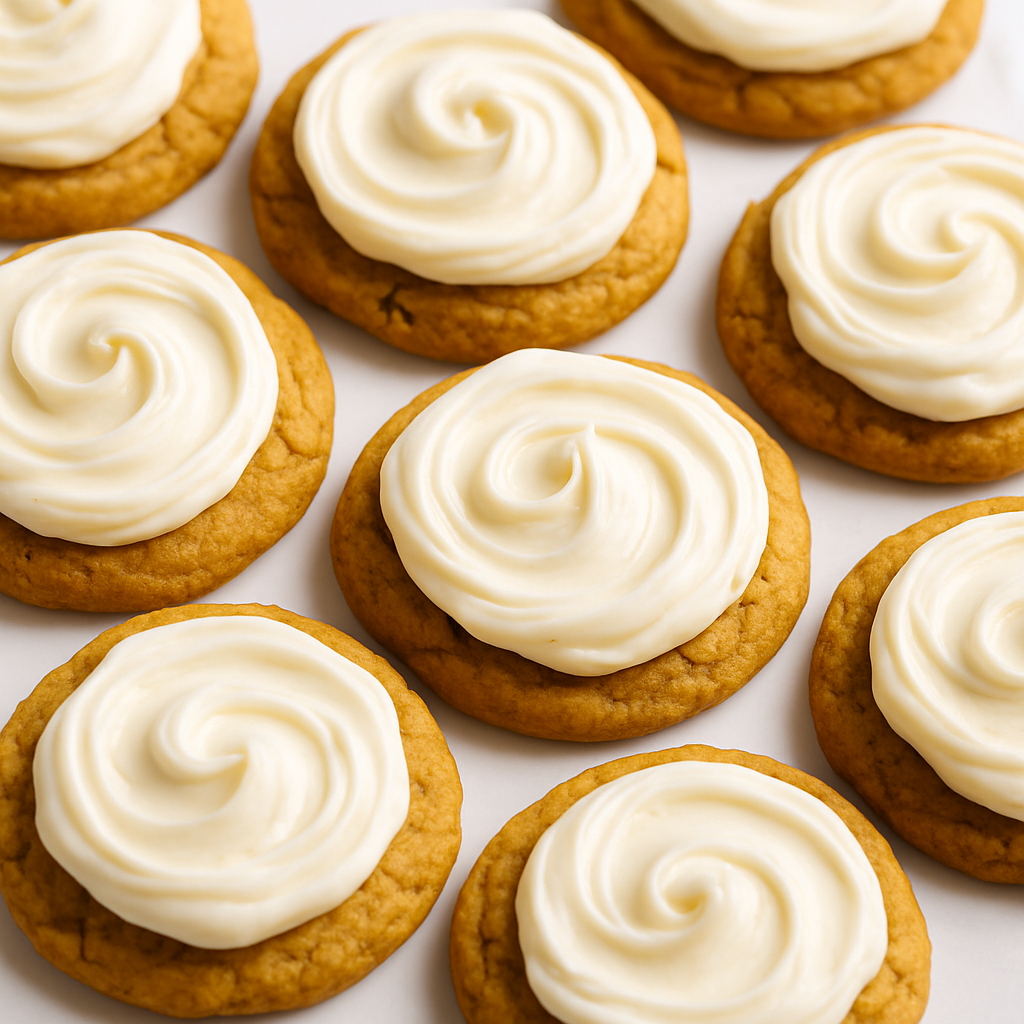 Pumpkin Cookies with Cream Cheese Frosting