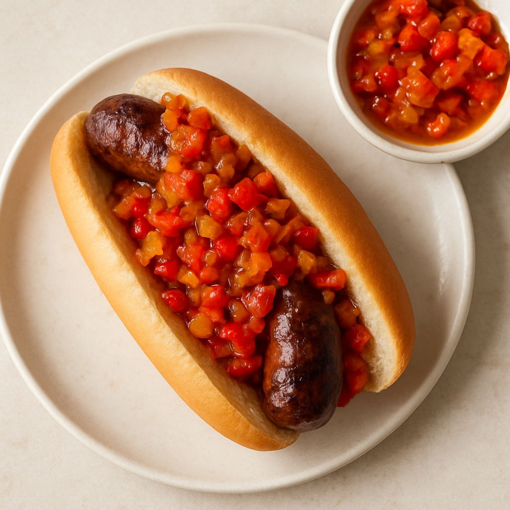 Boerewors a la Parrilla con Relish de Pimiento Especiado