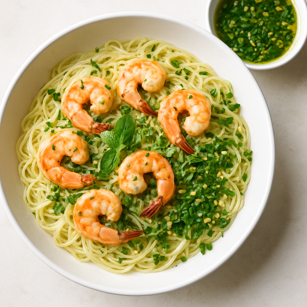 Shrimp Angel Hair with Three Herb Dressing