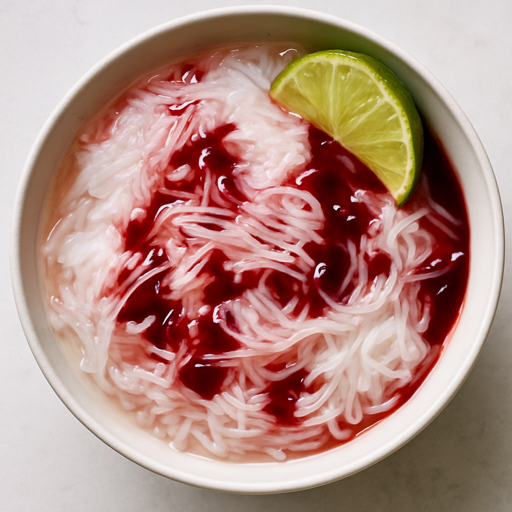 Fāloodeh (Persian Frozen Noodle and Rose Water Sorbet)