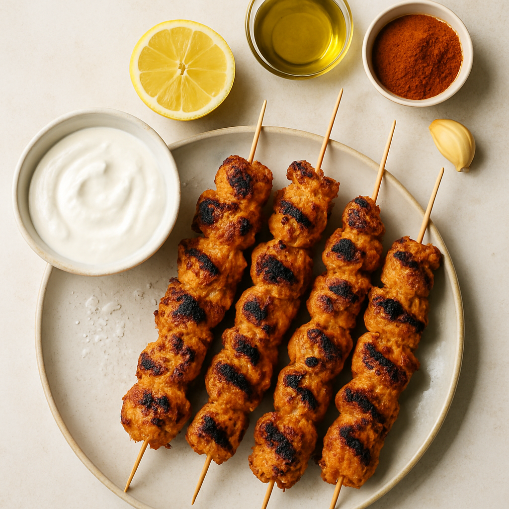 Brochetas de Pollo Marinado en Yogur Ahumado y Picante