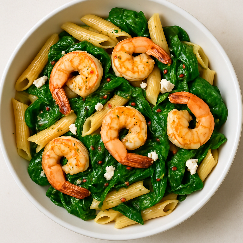 Pasta Con Camarones Y Espinaca