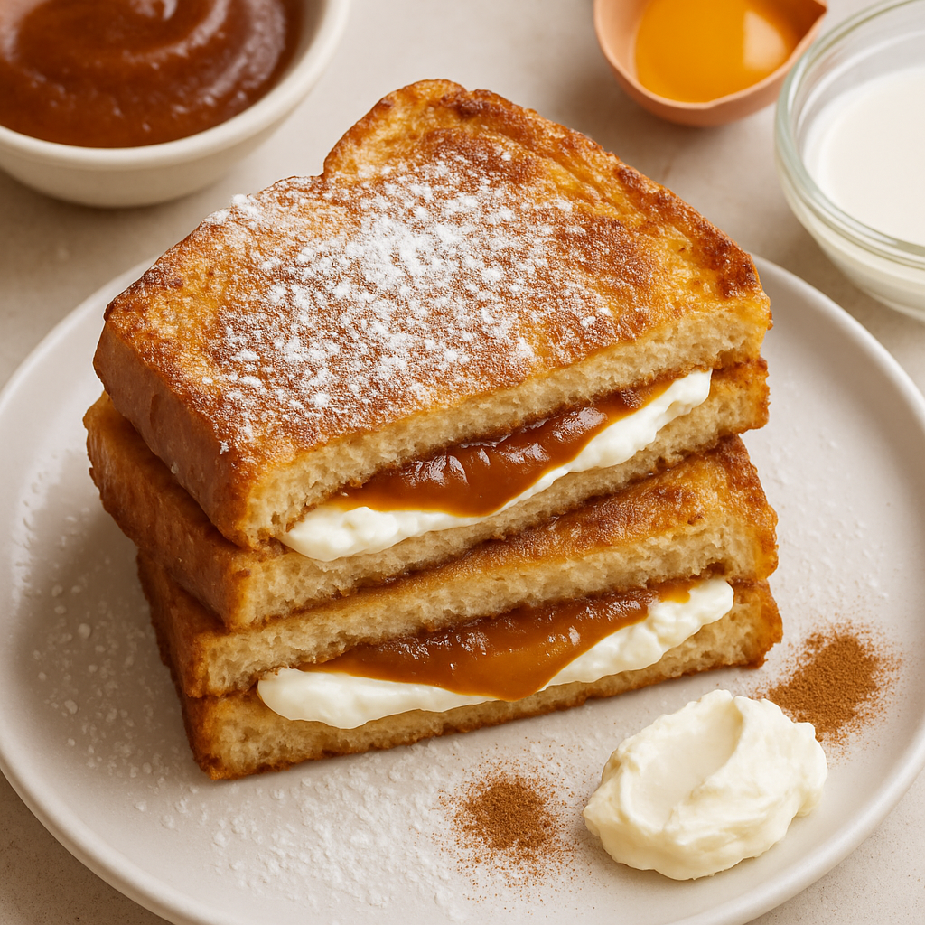Apple Butter Cream Cheese Stuffed French Toast