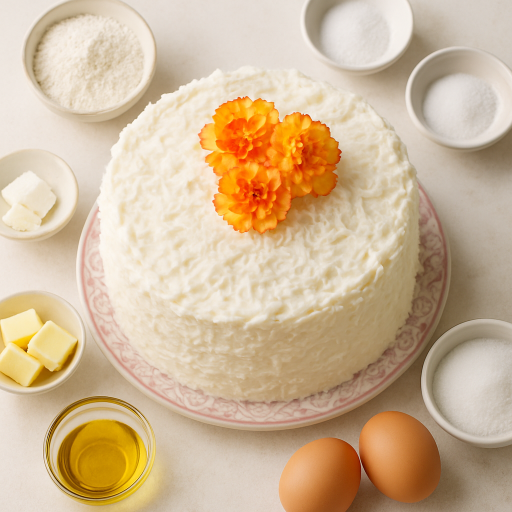 Pastel de Coco con Cobertura de Queso Crema y Coco