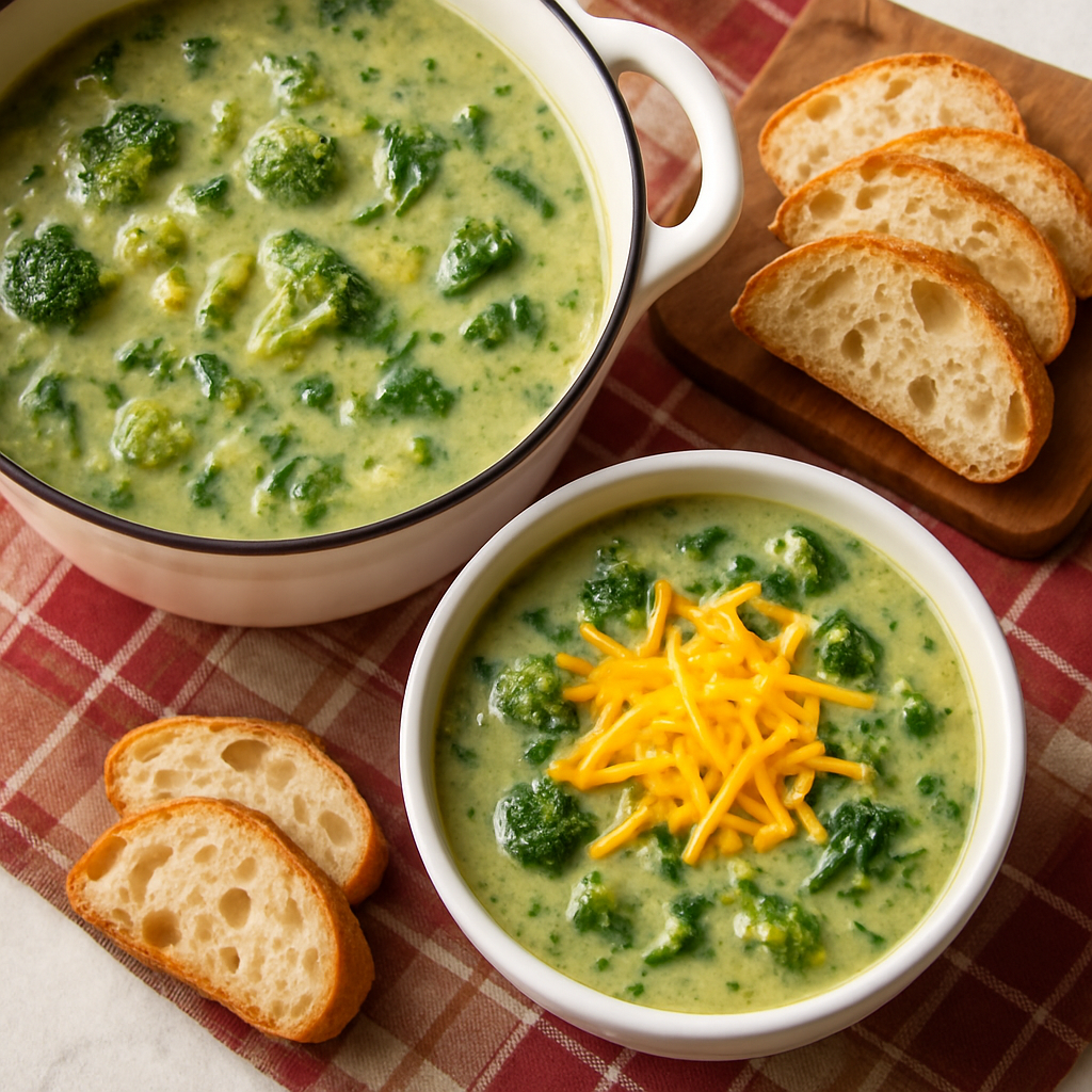 Cheesy Broccoli and Spinach Soup