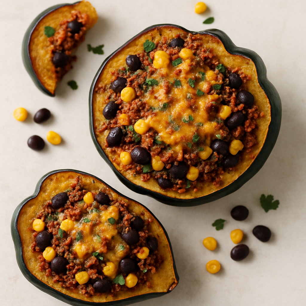 Mexican Roasted Corn and Quinoa Stuffed Squash