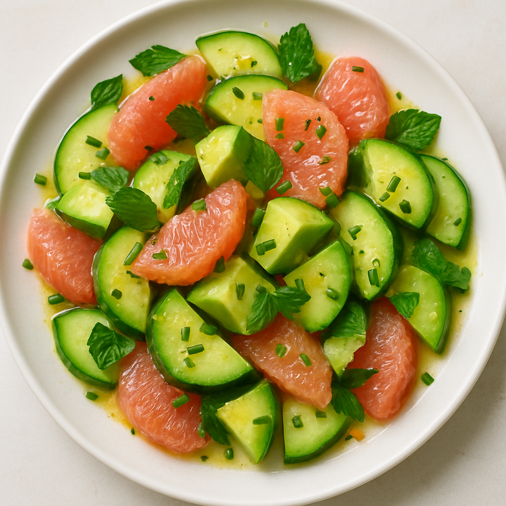 Ensalada de Aguacate, Pepino y Pomelo