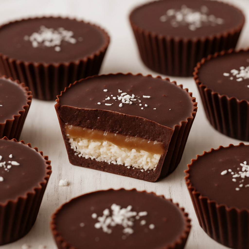 Dark Chocolate Coconut Caramel Cups