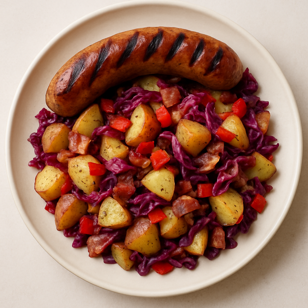 Grilled Bratwurst with Warm German Potato Slaw