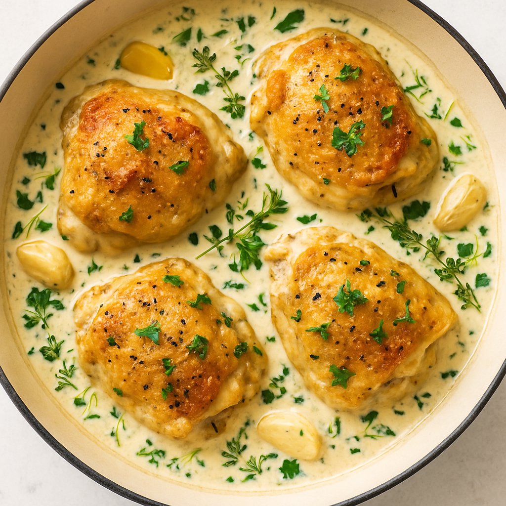 Chicken Baked with White Wine, Garlic and Herbs