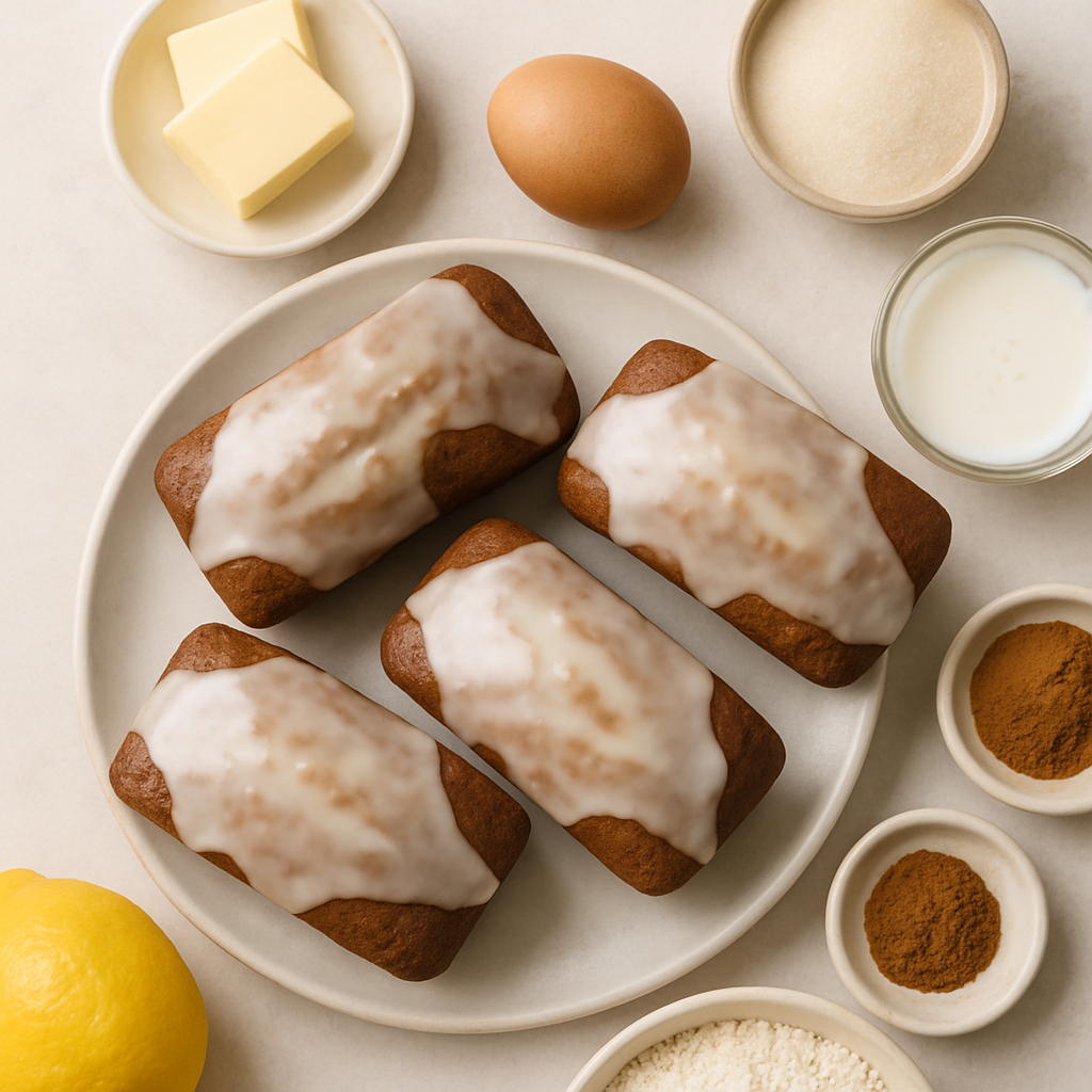 Gingerbread Loaves with Lemon Glaze