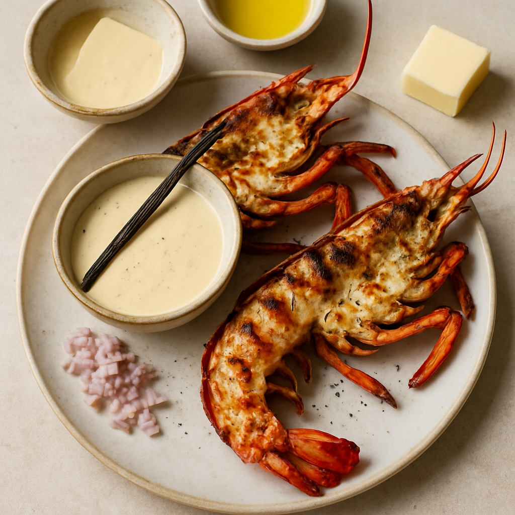 Grilled Lobsters With Vanilla Cream Sauce
