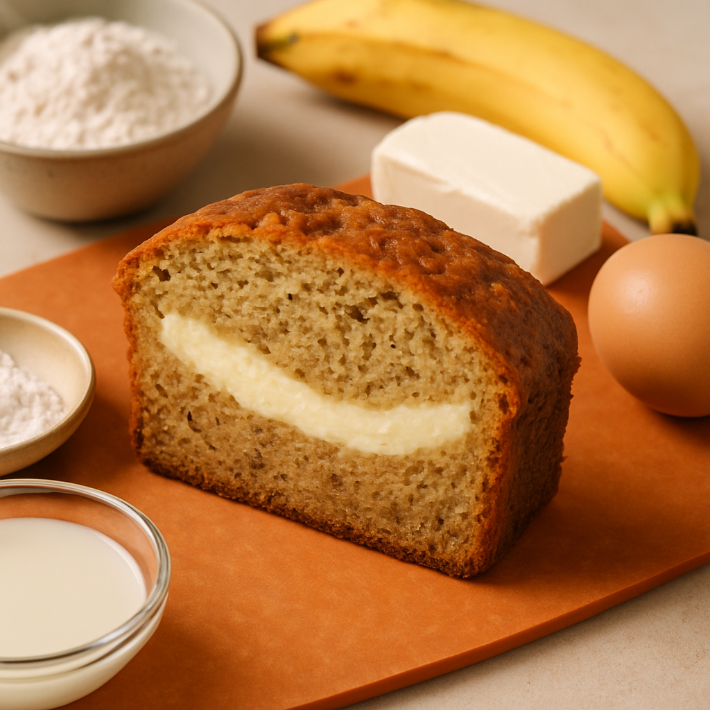 Pan de Plátano Relleno de Queso Crema