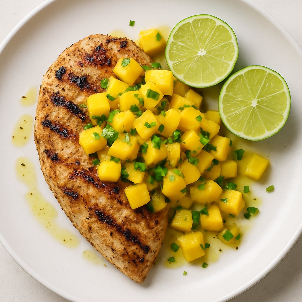 Pechuga de Pollo a la Parrilla con Salsa de Mango y Lima