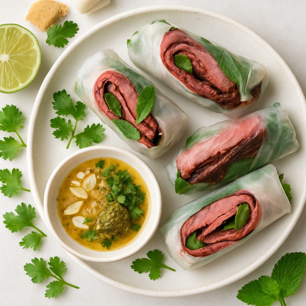 Rollitos Vietnamitas de Carne Asada y Pastrami
