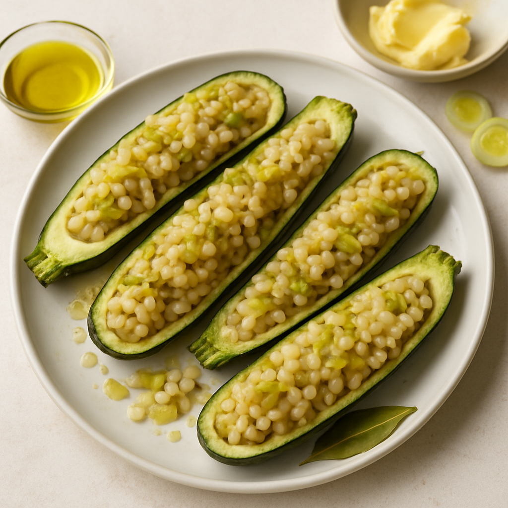Zucchini Stuffed with Israeli Couscous