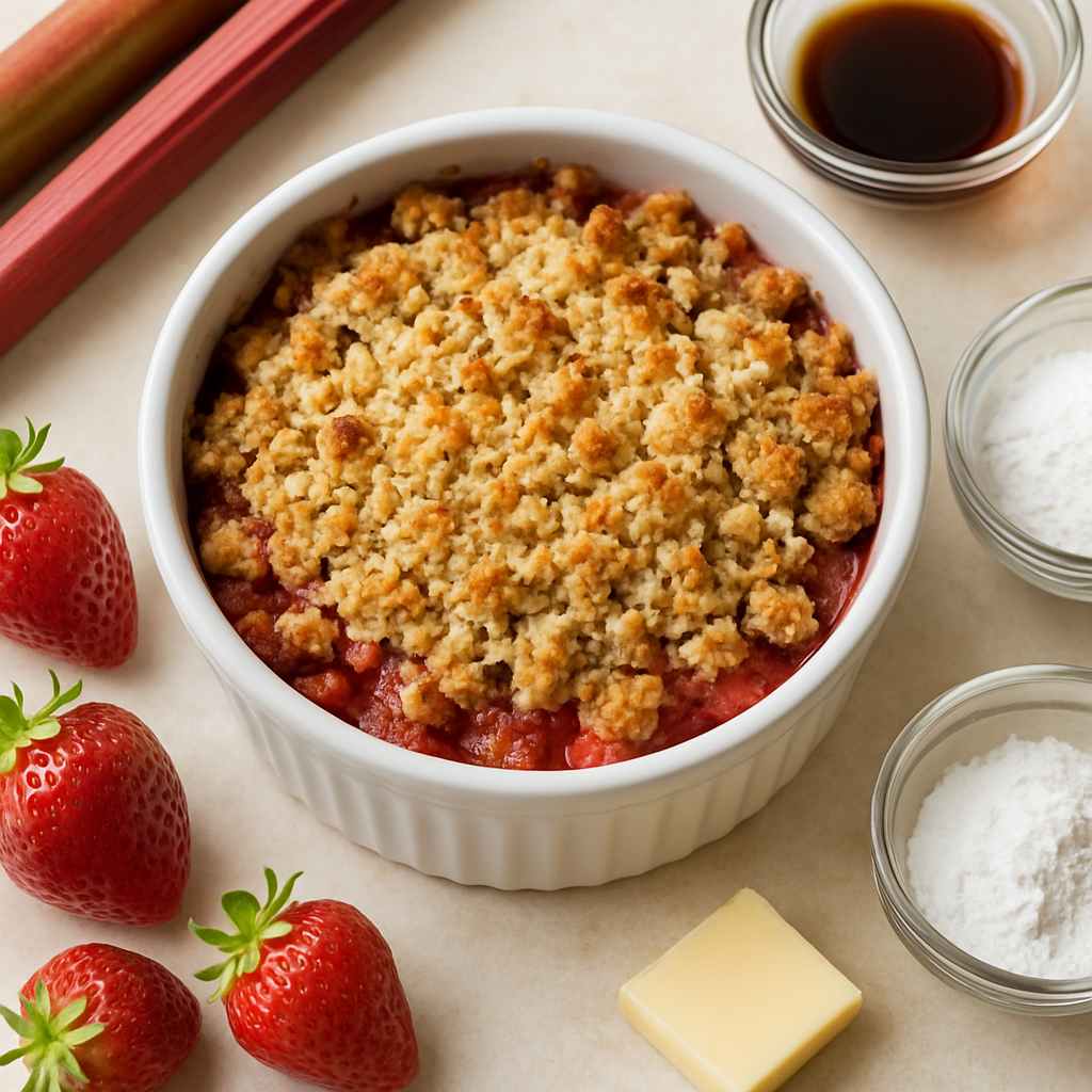 Crujiente de Fresas y Ruibarbo para Dos