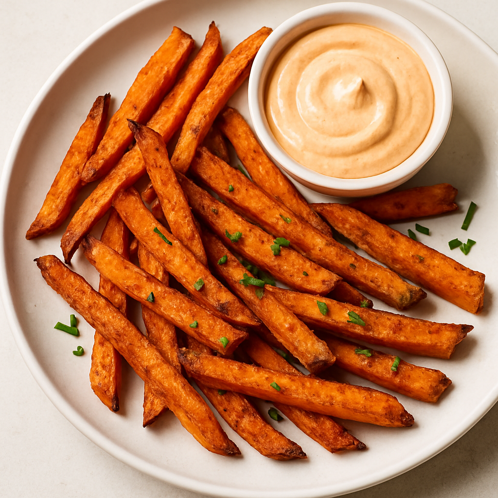 Crispy Baked Sweet Potato Fries with Chipotle Lime Aioli