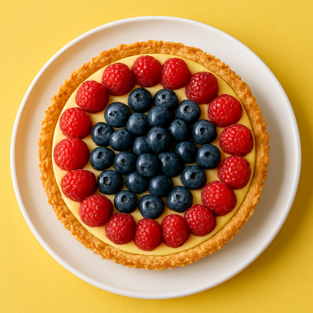 Tarta de Crema de Limón y Bayas con Costra de Coco