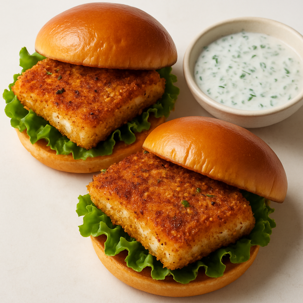 Sándwiches de Pescado Crujiente con Rémoulade de Hierbas
