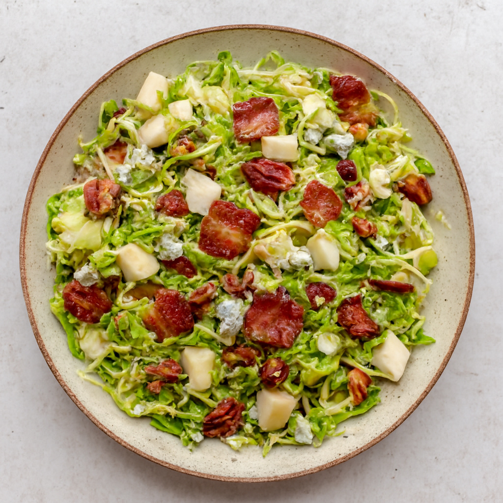 Brussels Sprout Salad with Warm Bacon Vinaigrette