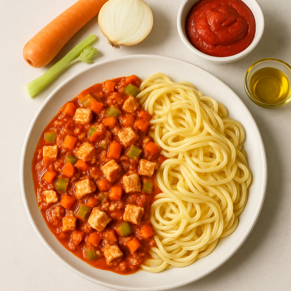 Simple Pasta with Hearty Tofu and Tomato Sauce