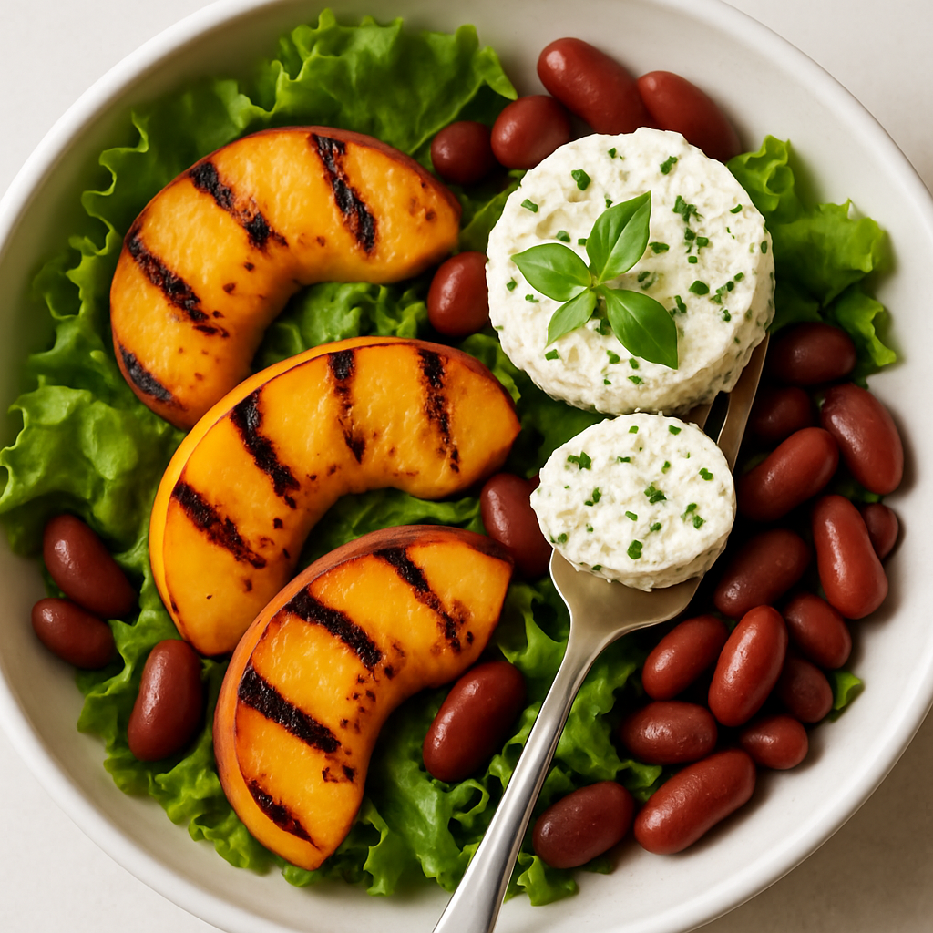 Ensalada de Durazno a la Parrilla con Queso de Anacardo y Hierbas