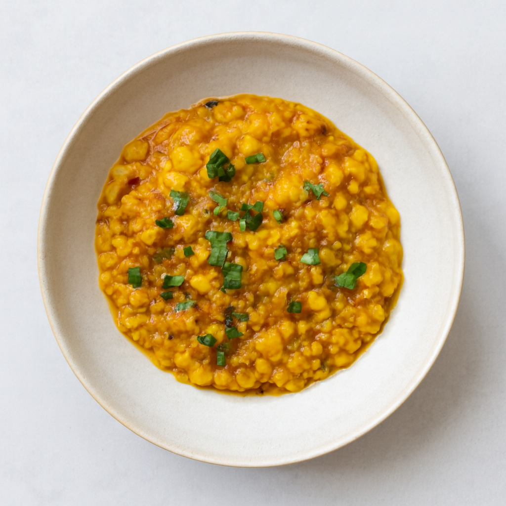 Smoky Yellow Split Peas with Potatoes (Tamatar Chana Dal)