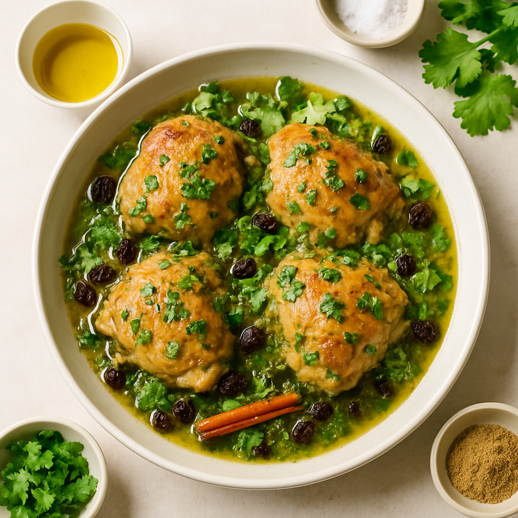 Coriander Chicken with Cilantro and Raisins