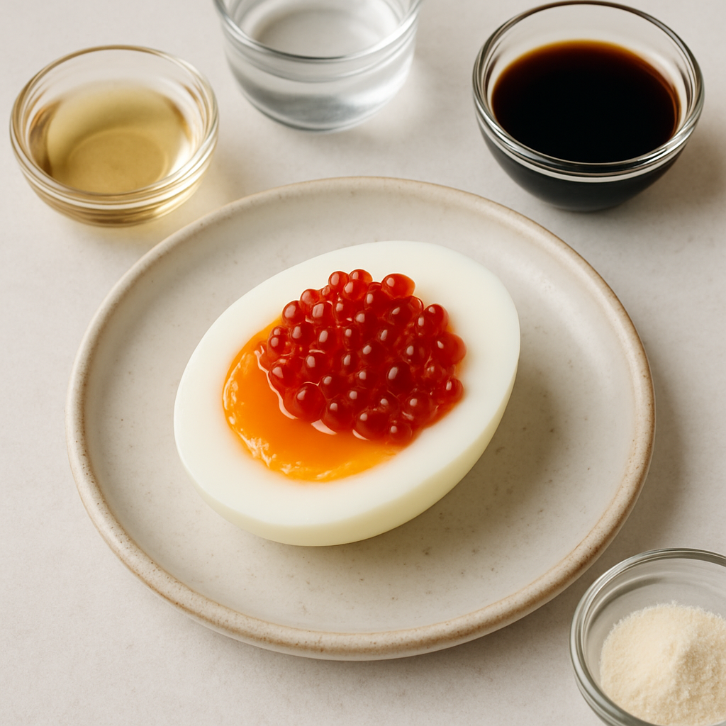 Soft Boiled Egg with Spicy Sriracha Caviar