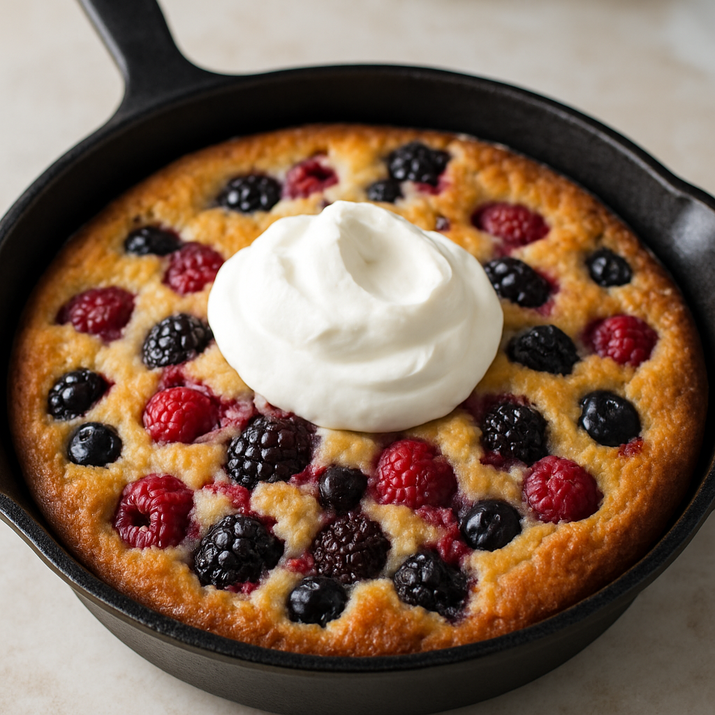 Cobbler de Tres Bayas en Sartén con Té